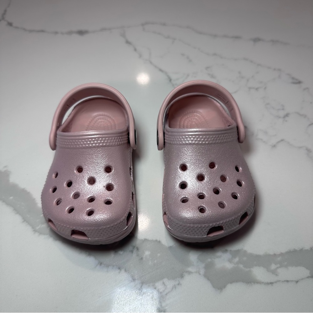 Toddler Pink Shimmer Crocs